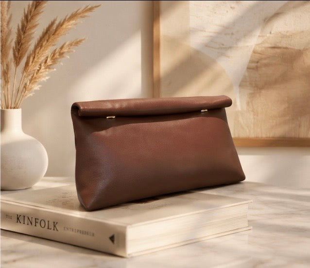 Leather Clutch Bag Minimalist Envelope Handbag