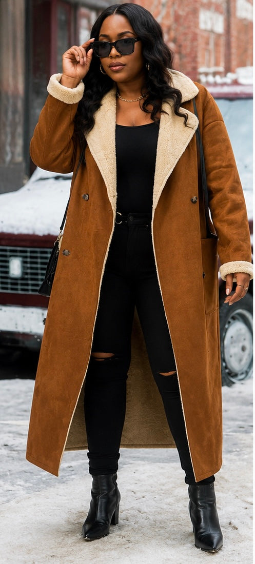 Drop Shoulder Sherpa Longline Coat